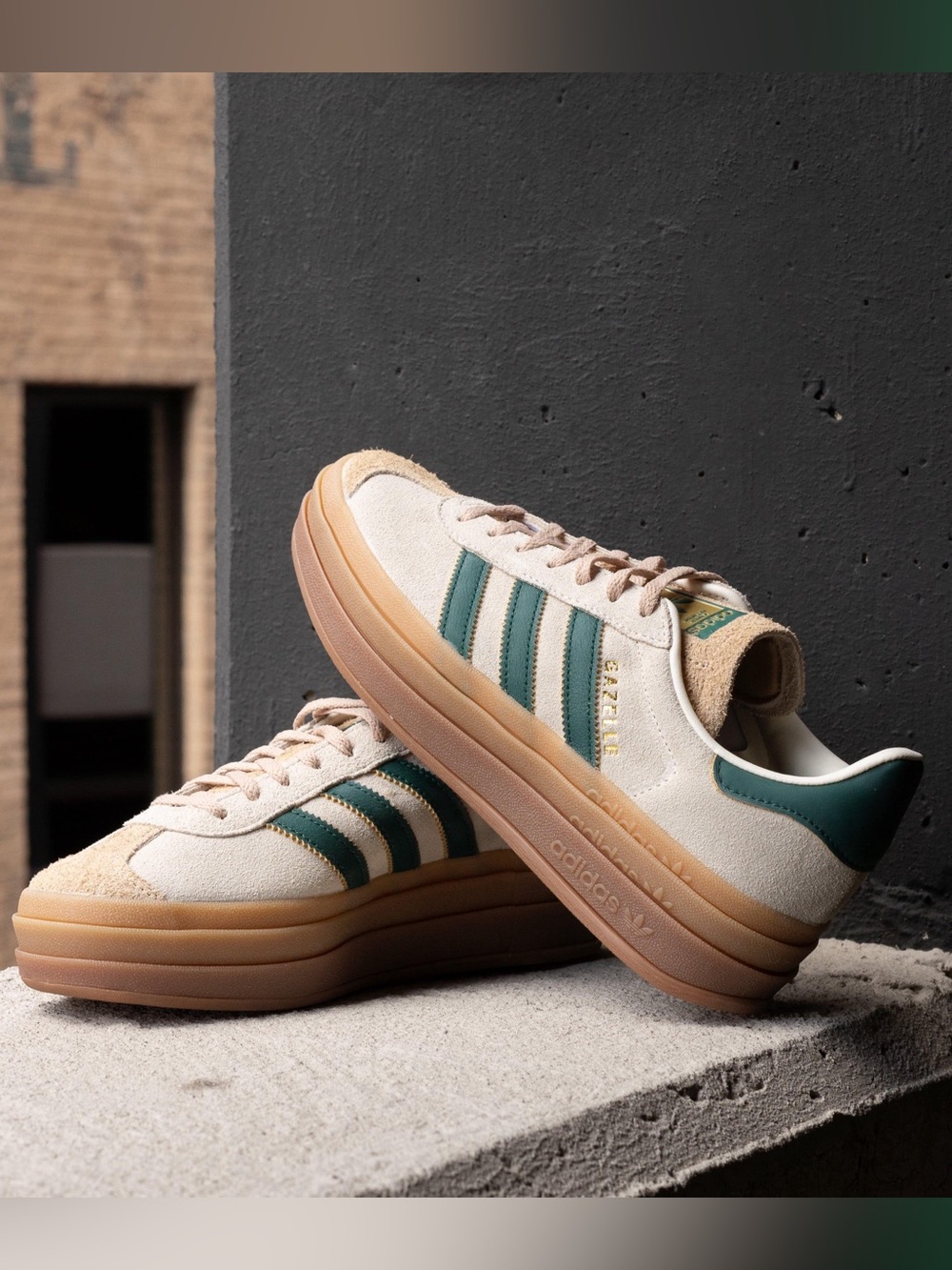 ADIDAS Gazelle Bold in Cream White / Collegiate Green / Magic Beige